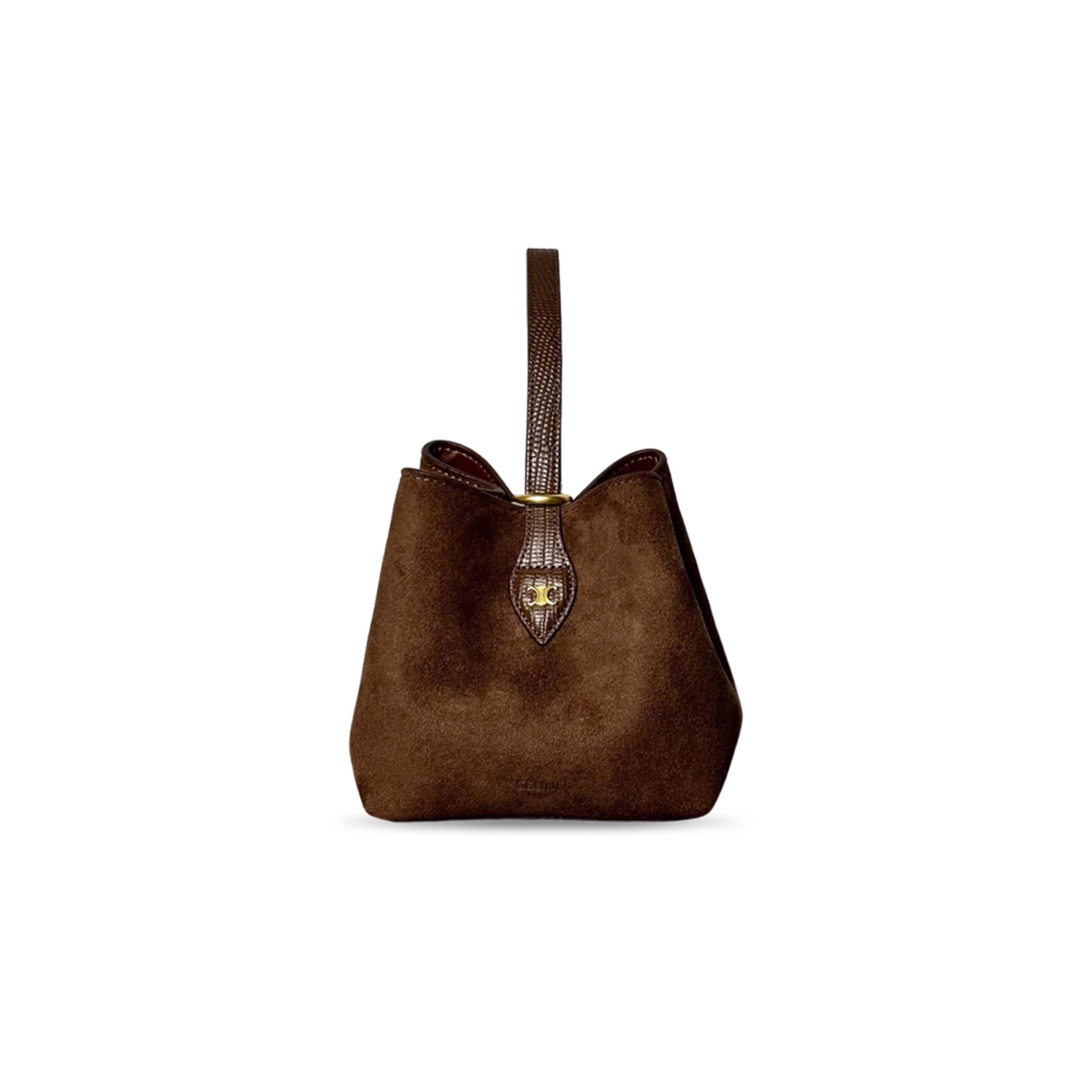 Ce1i*e amber suede and python effect calfskin 122543n50.28bd (15*15*15cm)